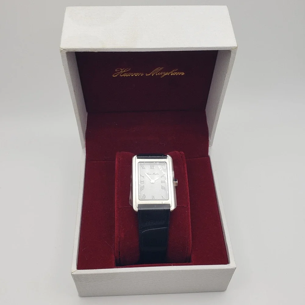 Heaven Mayhem Icon Watch Women Silver Black Leather Roman Numeral HMNK-05007